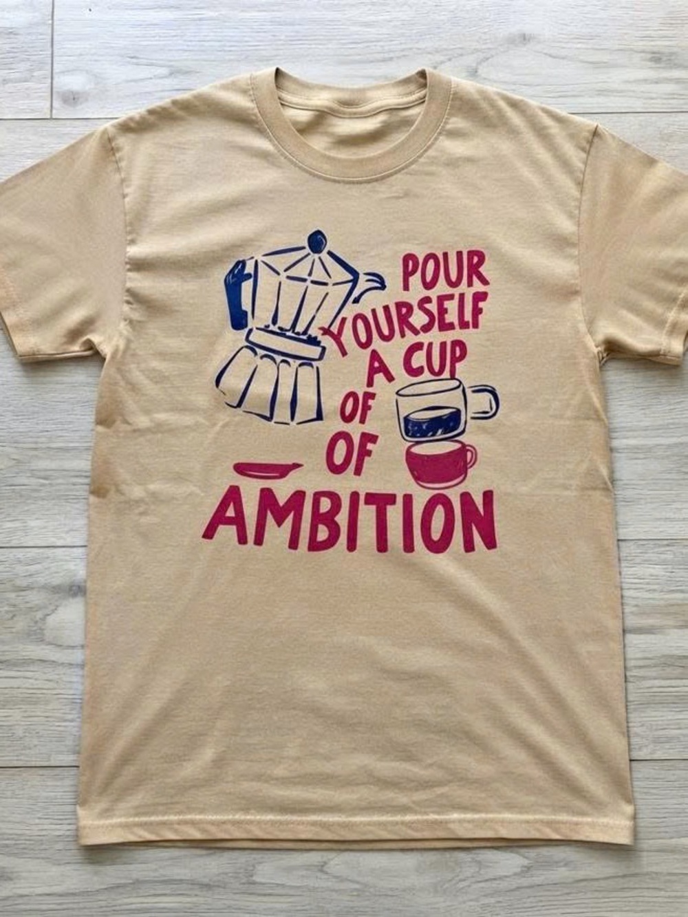 Short Sleeve Graphic Tee with Navy & Magenta Print
